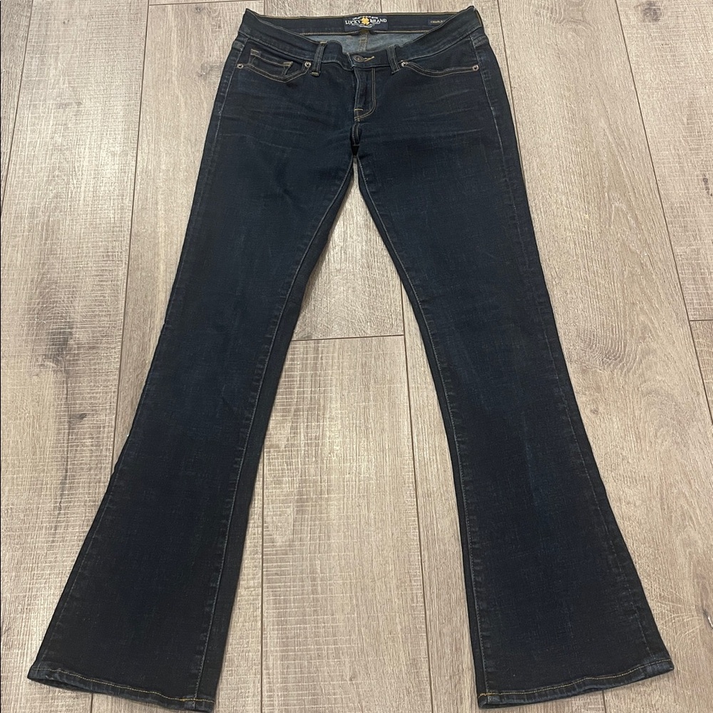 Lucky Brand Women's Dark Blue Charlie Baby Boot Cut Straight Leg Jeans Size 4